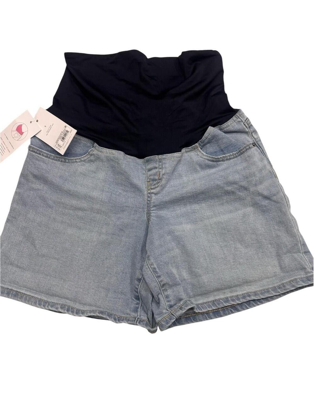 Ingrid And Isabel Midi Jean Maternity Shorts Crossover Panel, Size 6